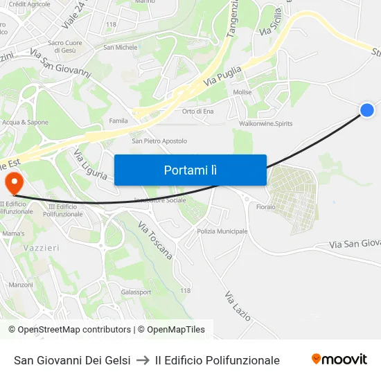 San Giovanni Dei Gelsi to II Edificio Polifunzionale map