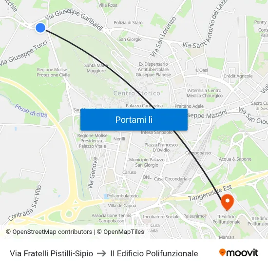 Via Fratelli Pistilli-Sipio to II Edificio Polifunzionale map