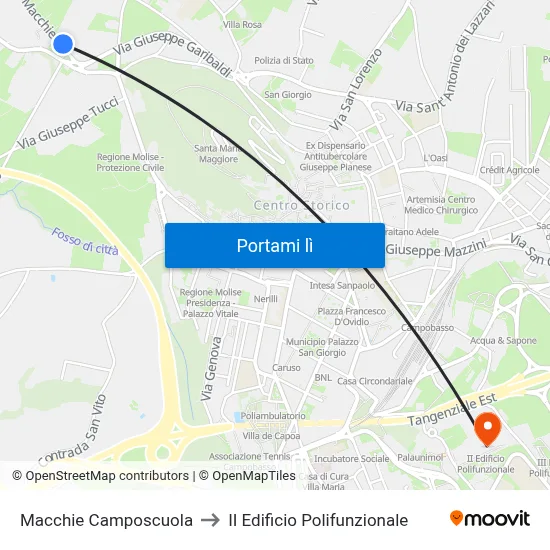Macchie Camposcuola to II Edificio Polifunzionale map