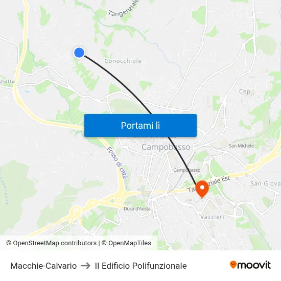 Macchie-Calvario to II Edificio Polifunzionale map