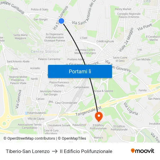 Tiberio-San Lorenzo to II Edificio Polifunzionale map