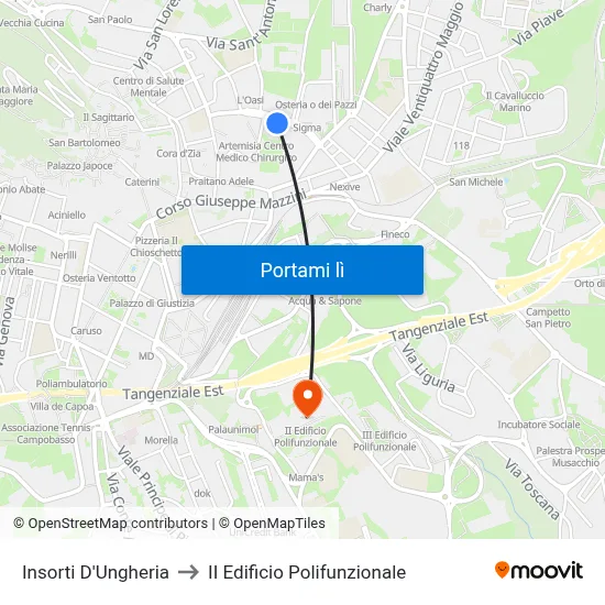 Insorti D'Ungheria to II Edificio Polifunzionale map
