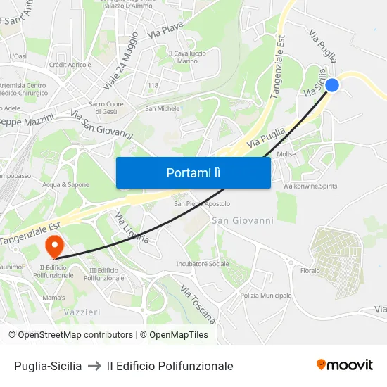 Puglia-Sicilia to II Edificio Polifunzionale map
