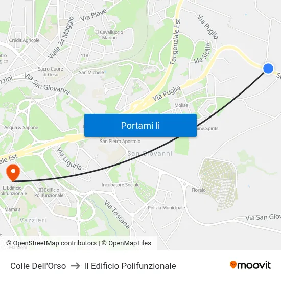 Colle Dell'Orso to II Edificio Polifunzionale map