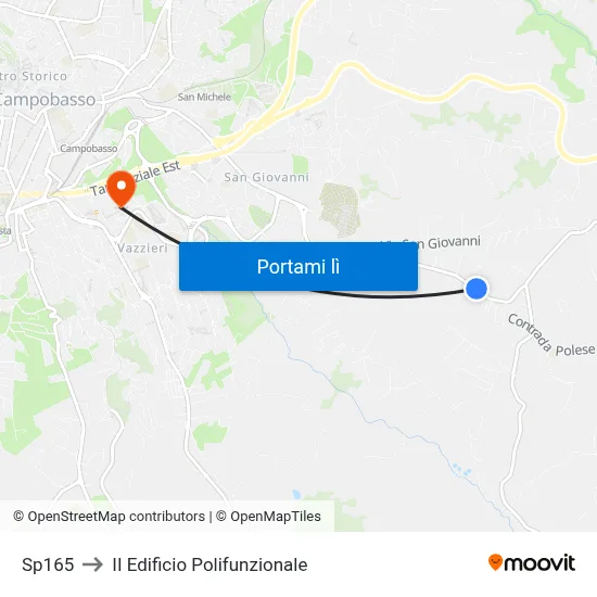 Sp165 to II Edificio Polifunzionale map