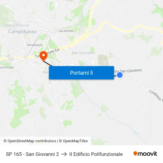 SP 165 - San Giovanni 2 to II Edificio Polifunzionale map