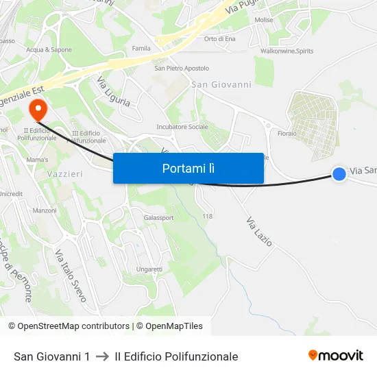 San Giovanni 1 to II Edificio Polifunzionale map