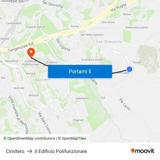 Cimitero to II Edificio Polifunzionale map