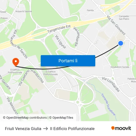 Friuli Venezia Giulia to II Edificio Polifunzionale map
