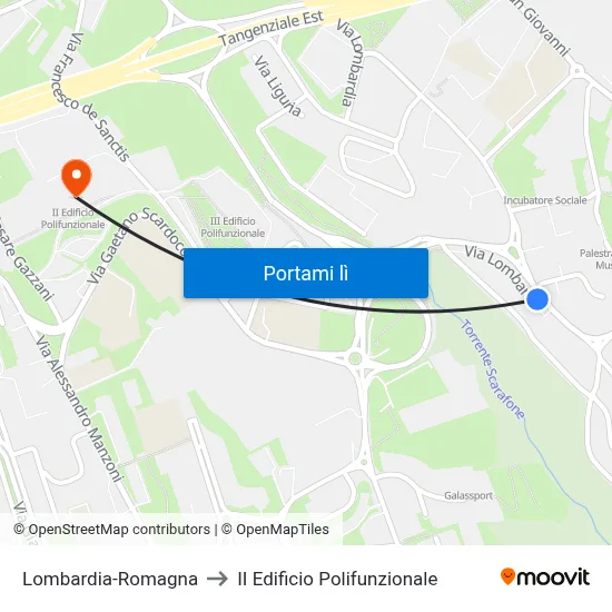 Lombardia-Romagna to II Edificio Polifunzionale map