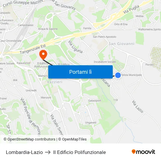 Lombardia-Lazio to II Edificio Polifunzionale map