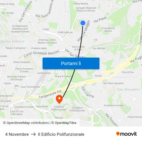 4 Novembre to II Edificio Polifunzionale map