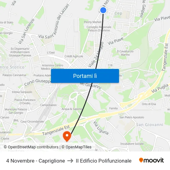 4 Novembre - Capriglione to II Edificio Polifunzionale map