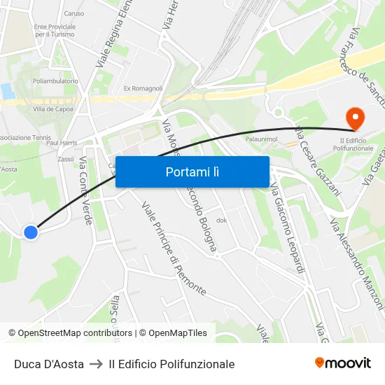 Duca D'Aosta to II Edificio Polifunzionale map