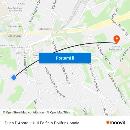 Duca D'Aosta to II Edificio Polifunzionale map