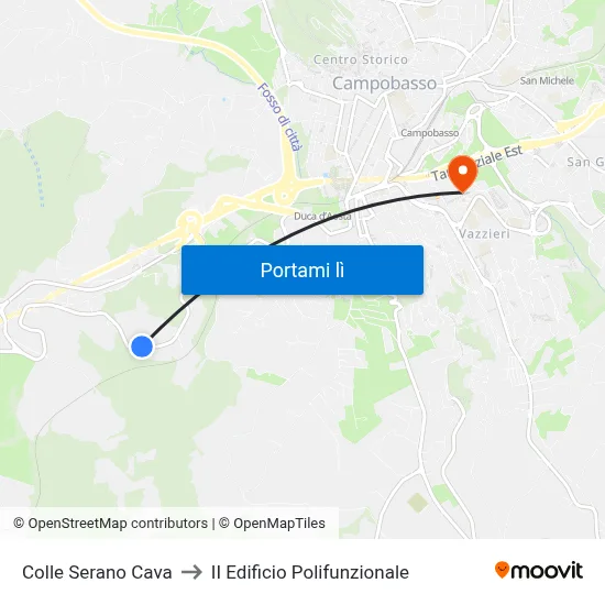 Colle Serano Cava to II Edificio Polifunzionale map