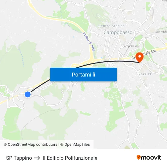 SP Tappino to II Edificio Polifunzionale map
