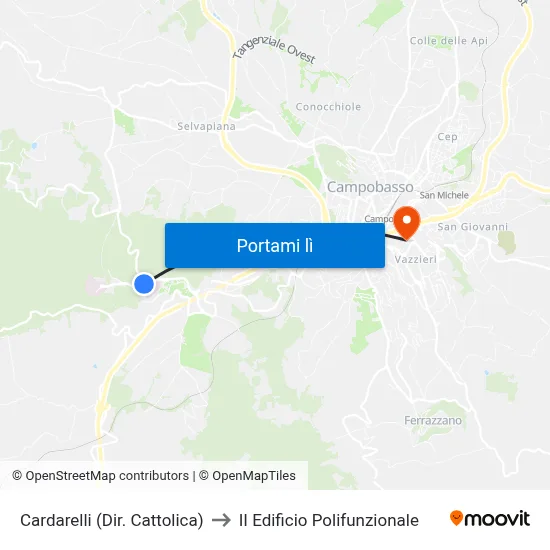 Cardarelli (Dir. Cattolica) to II Edificio Polifunzionale map