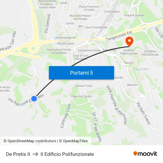 De Pretis II to II Edificio Polifunzionale map
