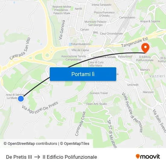 De Pretis III to II Edificio Polifunzionale map
