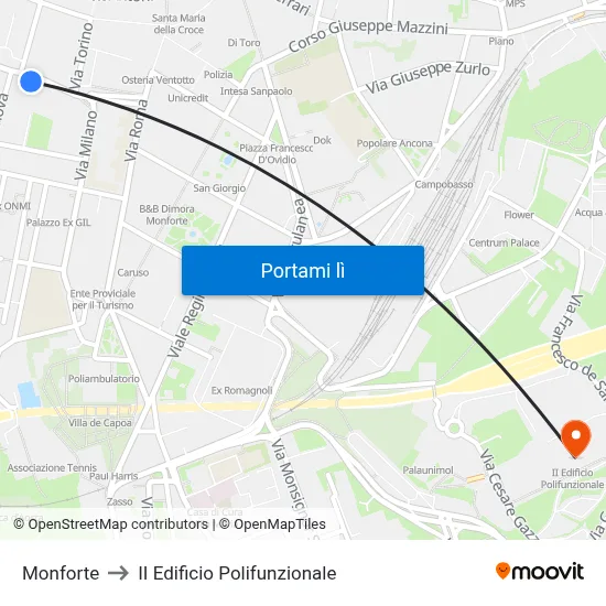 Monforte to II Edificio Polifunzionale map