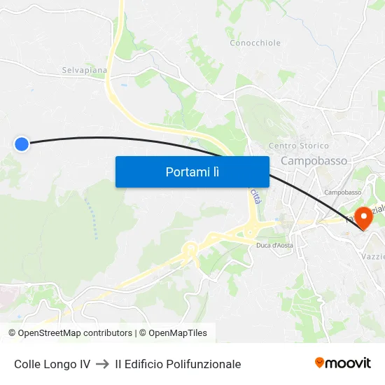 Colle Longo IV to II Edificio Polifunzionale map
