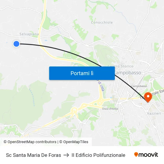 Sc Santa Maria De Foras to II Edificio Polifunzionale map