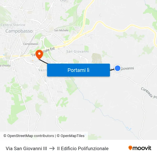 Via San Giovanni III to II Edificio Polifunzionale map