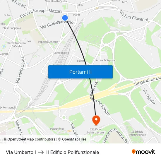 Via Umberto I to II Edificio Polifunzionale map
