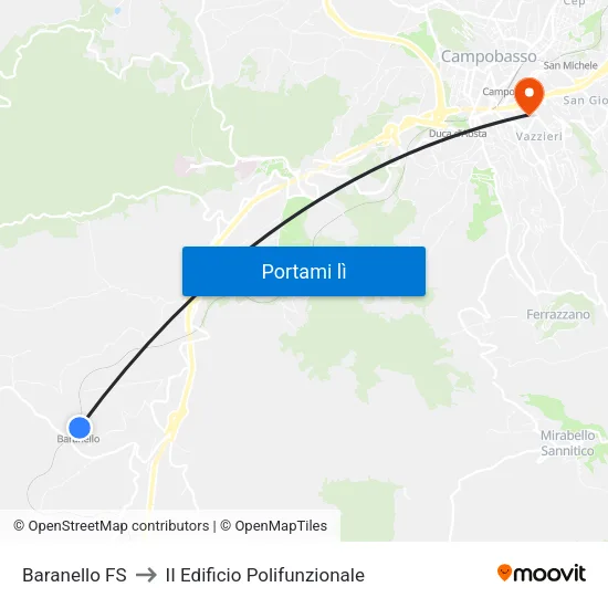 Baranello FS to II Edificio Polifunzionale map