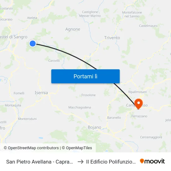 San Pietro Avellana - Capracotta to II Edificio Polifunzionale map