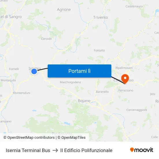 Isernia Terminal Bus to II Edificio Polifunzionale map