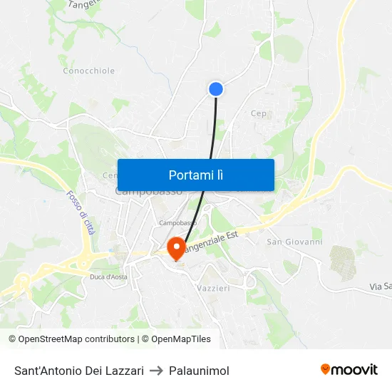 Sant'Antonio Dei Lazzari to Palaunimol map