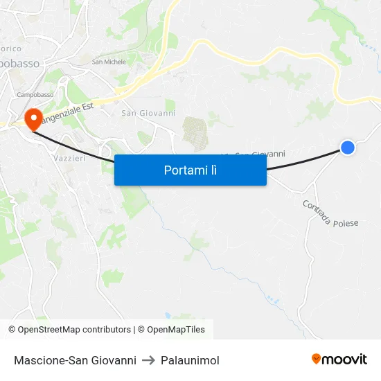 Mascione-San Giovanni to Palaunimol map