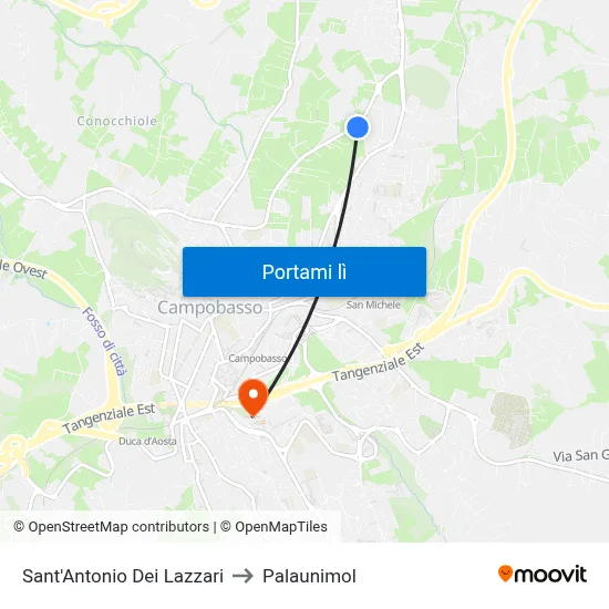 Sant'Antonio Dei Lazzari to Palaunimol map
