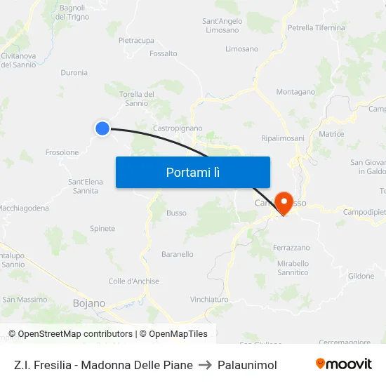 Z.I. Fresilia - Madonna Delle Piane to Palaunimol map