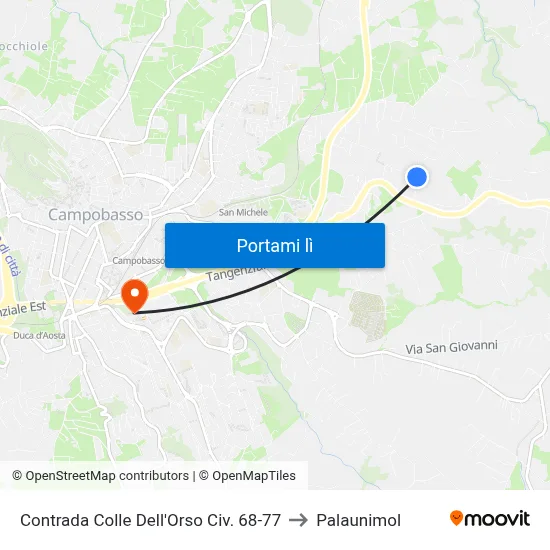 Contrada Colle Dell'Orso Civ. 68-77 to Palaunimol map