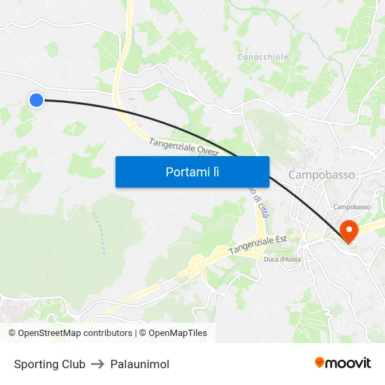 Sporting Club to Palaunimol map