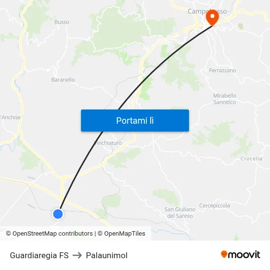 Guardiaregia FS to Palaunimol map