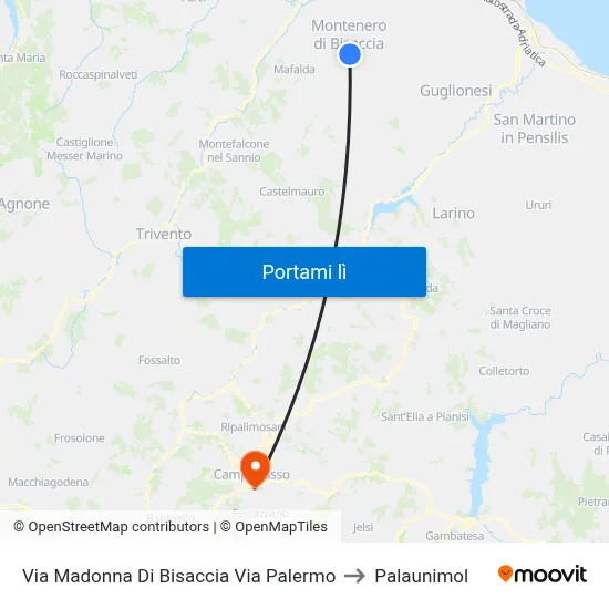 Via Madonna Di Bisaccia Via Palermo to Palaunimol map