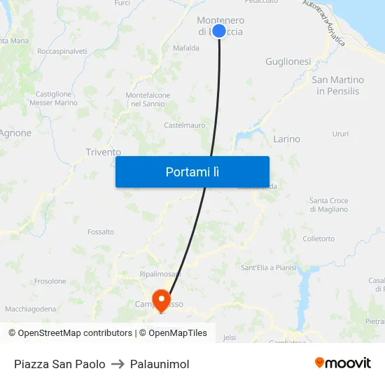 Piazza San Paolo to Palaunimol map