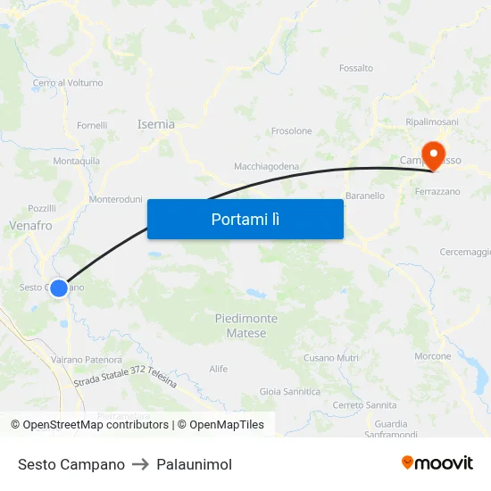 Sesto Campano to Palaunimol map