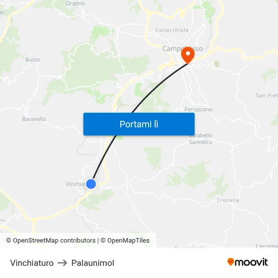 Vinchiaturo to Palaunimol map