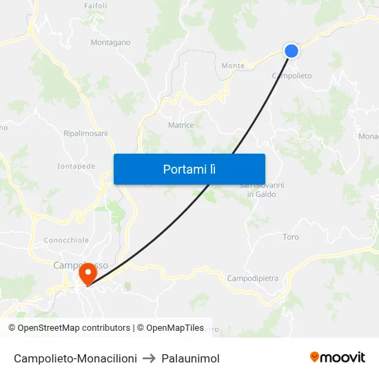 Campolieto-Monacilioni to Palaunimol map