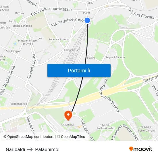 Garibaldi to Palaunimol map