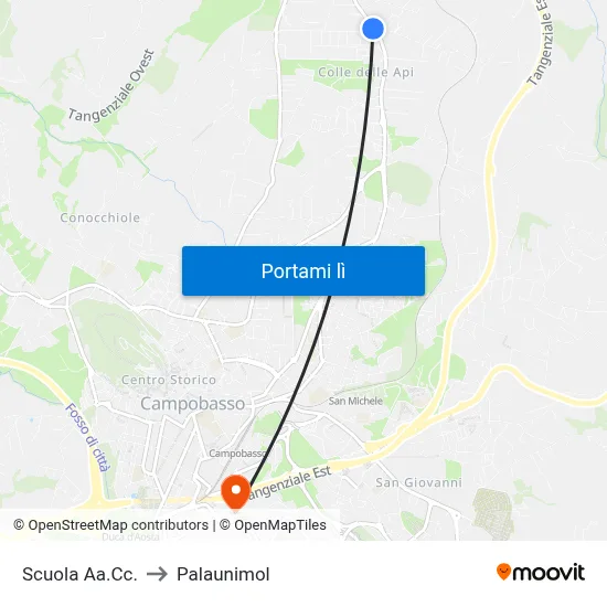 Scuola Aa.Cc. to Palaunimol map