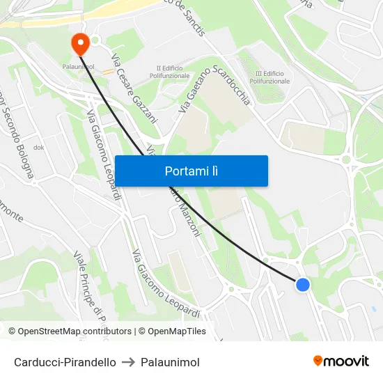 Carducci-Pirandello to Palaunimol map