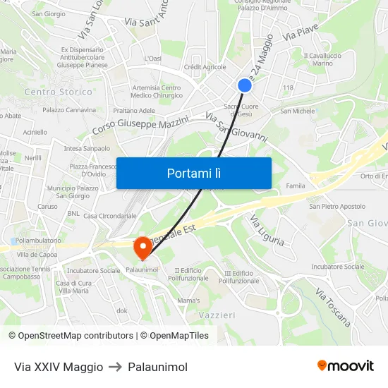 Via XXIV Maggio to Palaunimol map