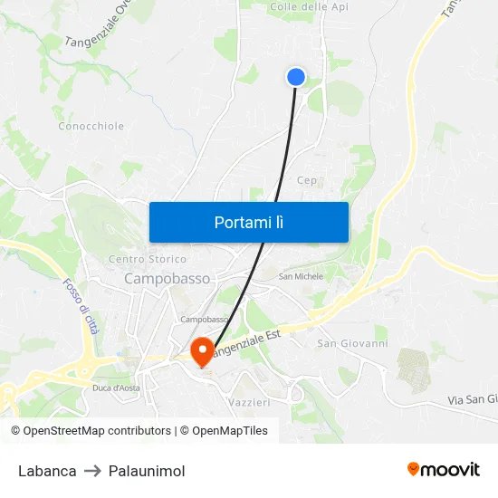 Labanca to Palaunimol map