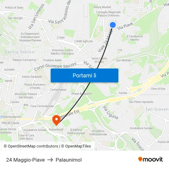 24 Maggio-Piave to Palaunimol map